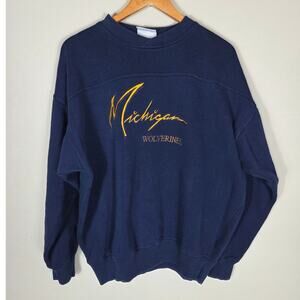 Crable Sportswear Michigan Wolverines Vintage Navy Sweatshirt Size Large